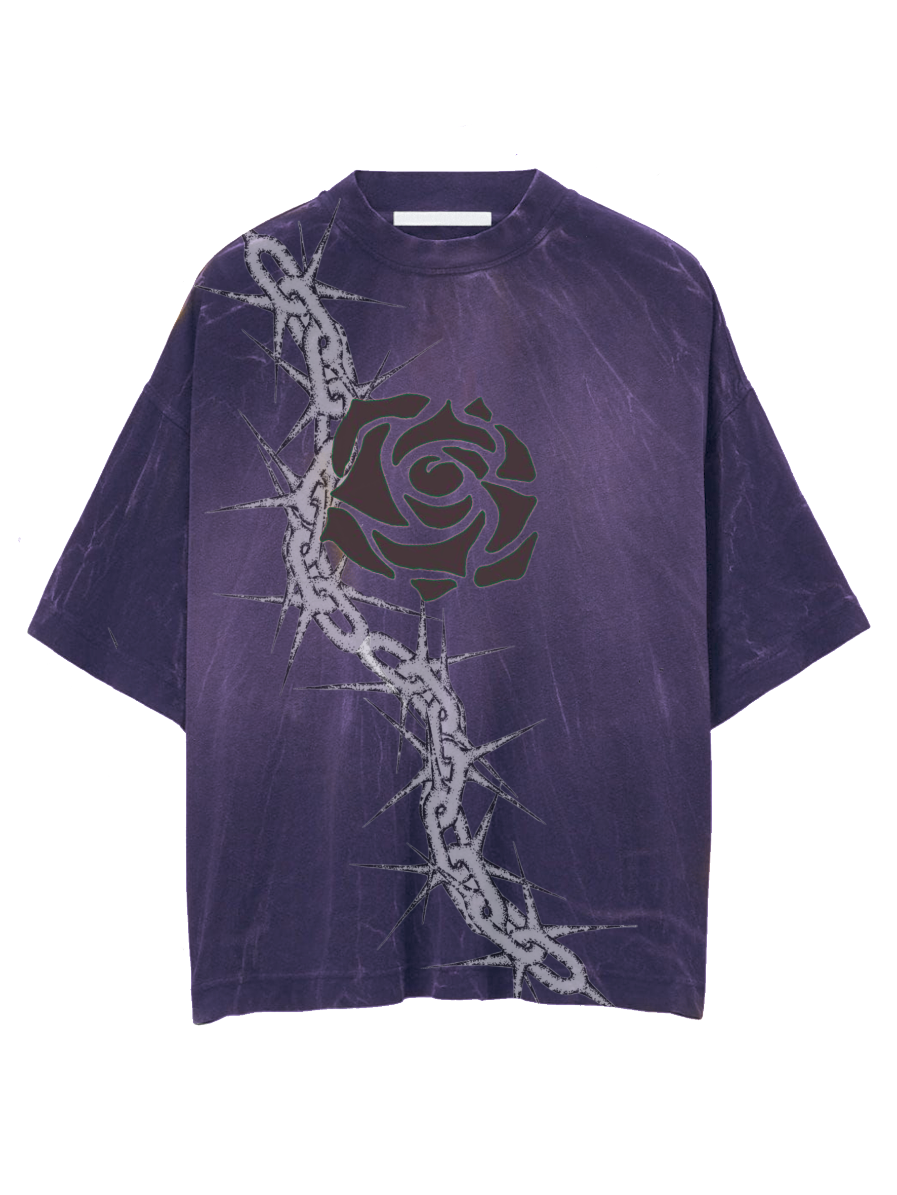 UCSEASON1 - Barbed Wire Rose Acid Wash Tee